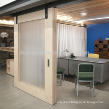 Canada pine larch wood interior doors ready door frame white color barn sliding door with track